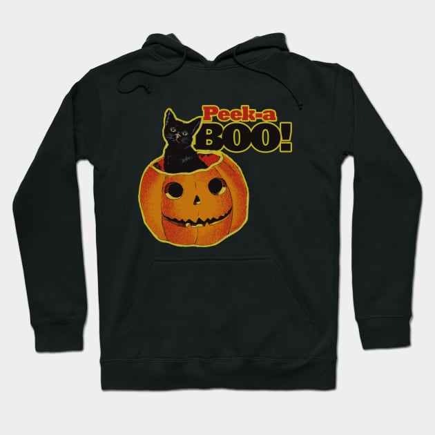 Peek a boo halloween black cat Hoodie by bubbsnugg